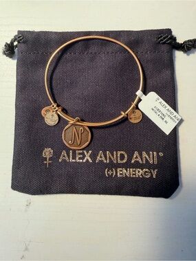 Alex and Ani Rose Gold Initial N Expandable Bangle